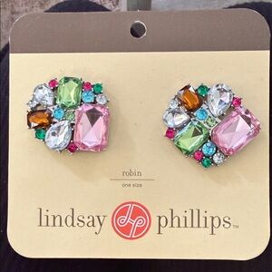 lindsay phillips pink green amber and clear crystal cluster shoe snap ons
